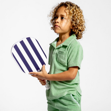 short court navy cabana stripe pickleball paddle