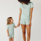 girls hibiscus ditsy shirt and short pima pajamas set