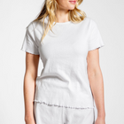 women's white pointelle shirt and short pima pajamas set