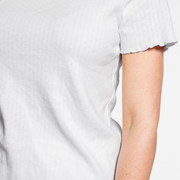 women's white pointelle shirt and short pajamas set