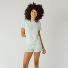 women's hibsicus ditsy shirt and short pima pajamas set