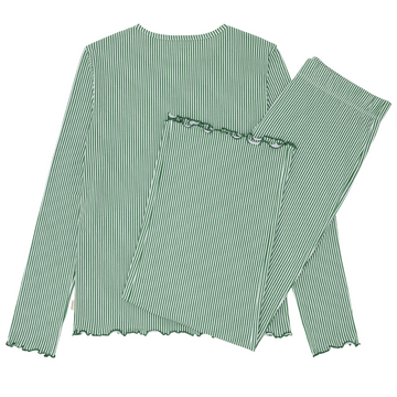 women's hunter green stripe pima pajamas set