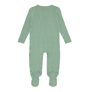 baby hunter green stripe pima footie