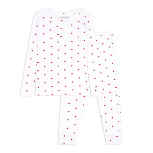 unisex heart henley pima pajamas set