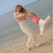 unisex cream knit pant