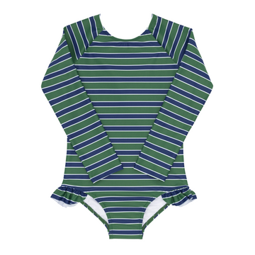 girls evergreen stripe rashguard one piece