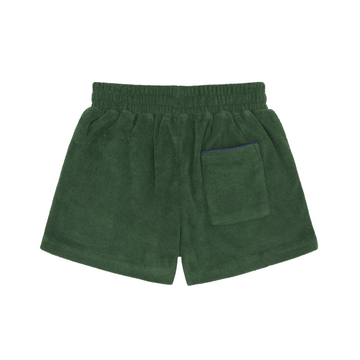 unisex evergreen french terry short with navy side piping