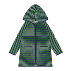 unisex evergreen stripe french terry hooded zipper coverup