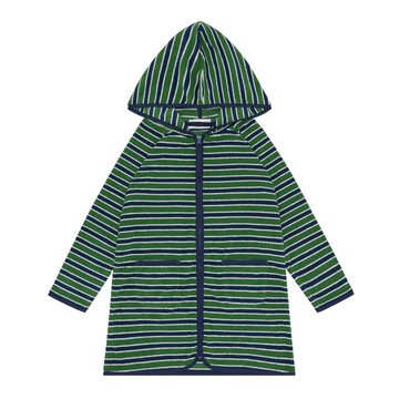 unisex evergreen stripe french terry hooded zipper coverup