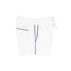 boys white french terry short with navy side piping