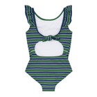 girls evergreen stripe ruffle collar one piece