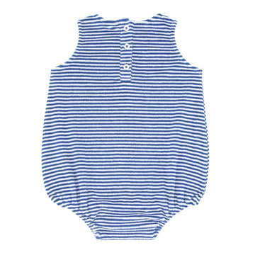 baby boys cove blue stripe french terry bubble romper