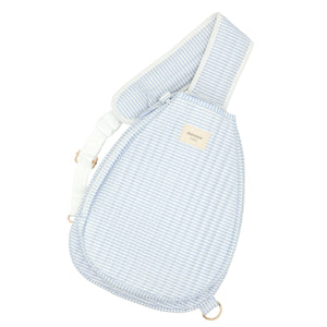 powder blue stripe coated tennis bag
