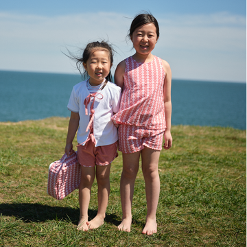 girls east end red french terry shorts