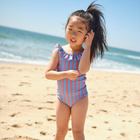 girls maritime stripe ruffle collar one piece