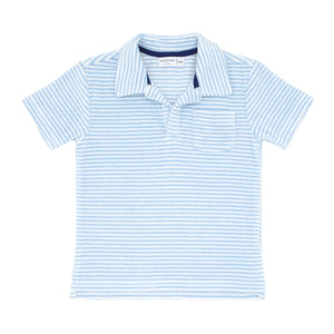 boys powder blue stripe french terry polo shirt