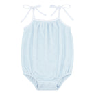 baby girls light blue romper with shoulder ties