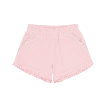 girls pink ruffle french terry shorts