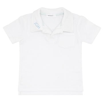 boys white french terry polo shirt