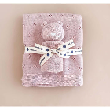 the blueberry hill blush pique blanket & bear lovey