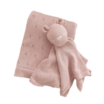 the blueberry hill blush pique blanket & bear lovey