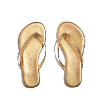 mini metallic flip flops