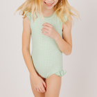 girls palm gingham ruffle cap sleeve rashguard one piece