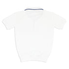 unisex white french terry polo with navy trim