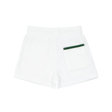 boys white terry short with charleston green trim