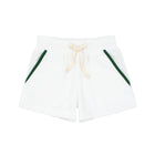 boys white terry short with charleston green trim