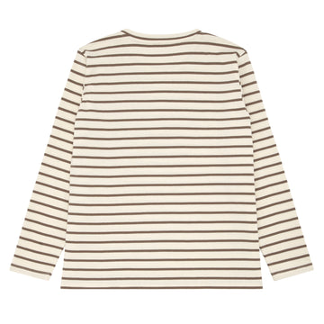 women's cream and mocha stripe long sleeve knit tee