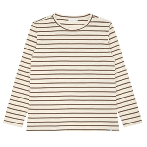women's mocha stripe long sleeve tee