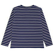 women's navy and cream stripe long sleeve tee