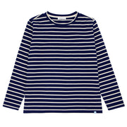 women's navy and cream stripe long sleeve tee
