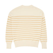 women's cream and tan stripe knit sweater