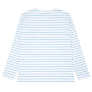 women's powder blue stripe long sleeve tee