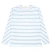 women's powder blue stripe long sleeve tee