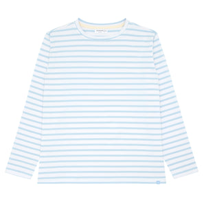 women's powder blue stripe long sleeve tee