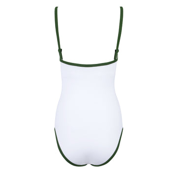 women's white with charleston green trim one piece