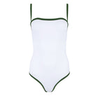 women's white with charleston green trim one piece