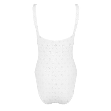 women's white eyelet one piece