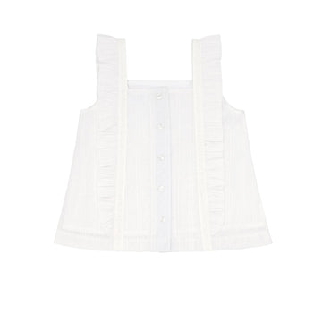 girls gardenia swiss dot ruffle pinafore blouse