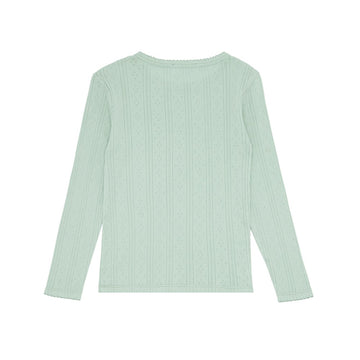 girls pistachio pointelle long sleeve shirt