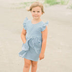 girls navy stripe ruffle sleeve dress