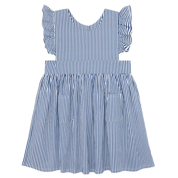 girls navy stripe ruffle sleeve dress