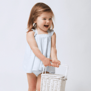baby powder blue stripe flutter tank bloomer set