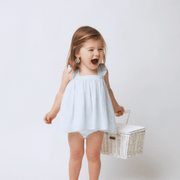 baby powder blue stripe flutter tank bloomer set