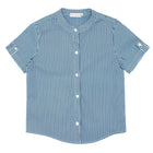 boys navy stripe short sleeve button down shirt