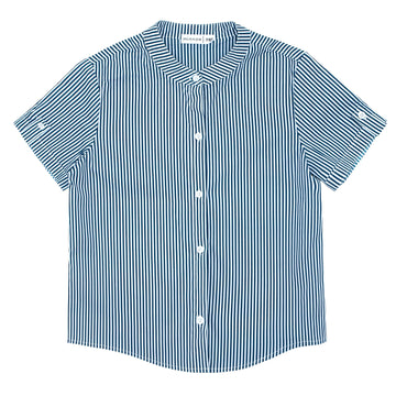 boys navy stripe short sleeve button down shirt