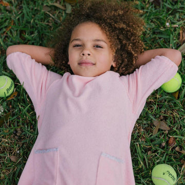 girls pink french terry dress